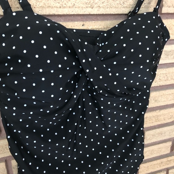 Black and White Polka Dot 50's Style Swimsuit - 8 - Picture 5 of 9